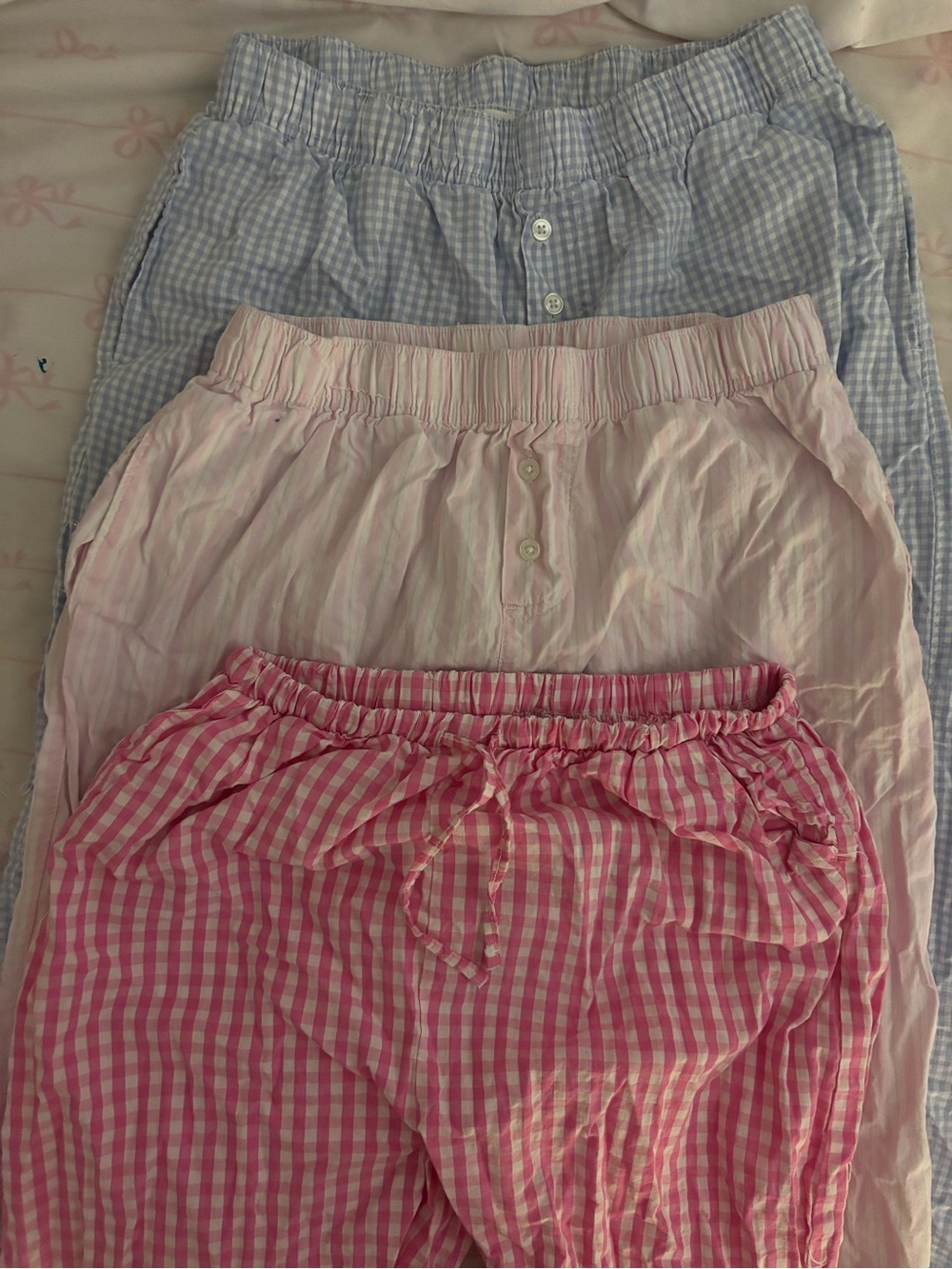 Aeropostale Girls Pajama Bottoms - Pink, Light Pink, Light Blue
